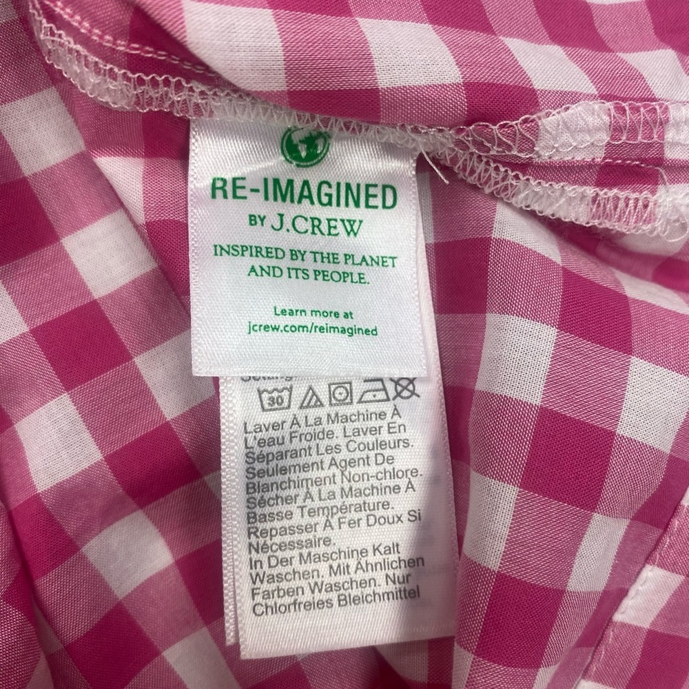 NWT J. Crew Pink/White Gingham Flutter Sleeve Top Size M - Picture 9 of 10